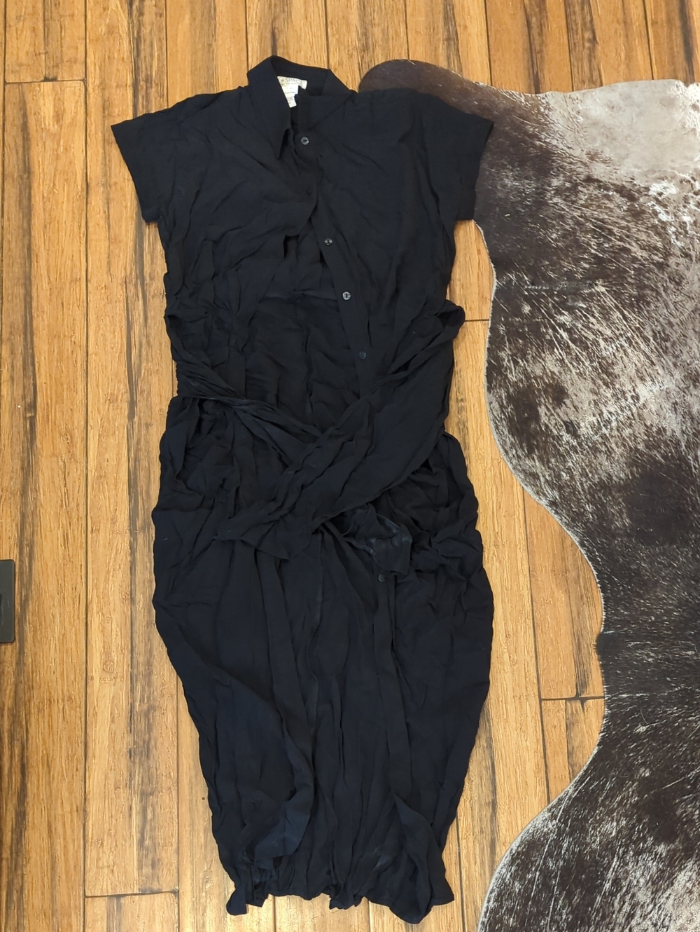 l*space Black Button-Front Midi Dress
